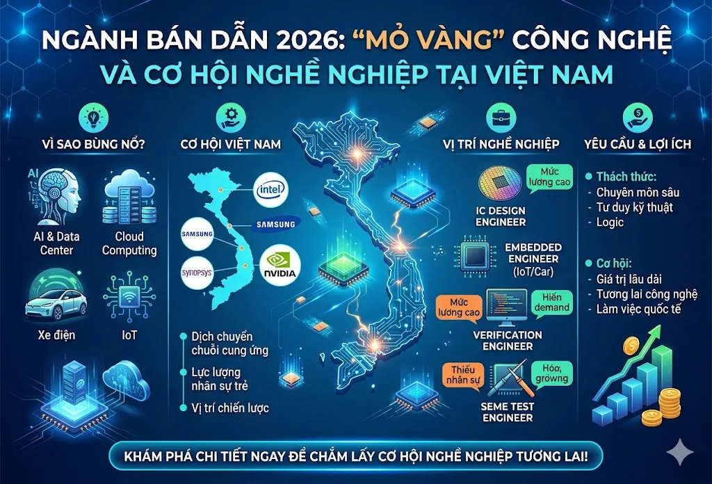 Ngành Bán Dẫn 2026: “Mỏ vàng” công nghệ và cơ hội nghề nghiệp tại Việt Nam