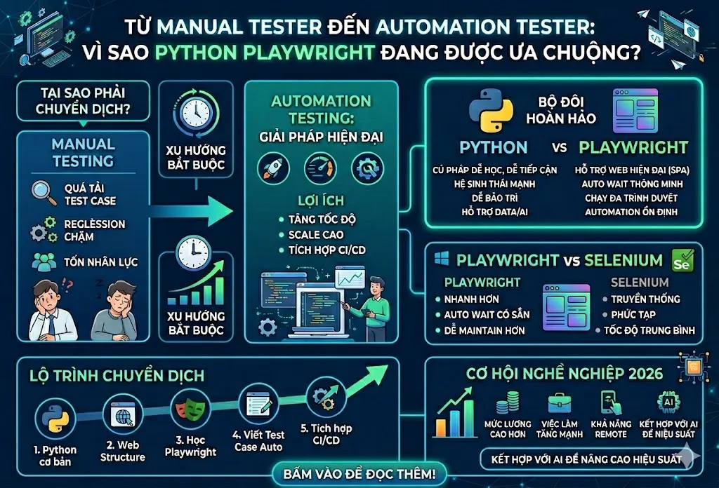 Từ Manual Tester Đến Automation Tester: Vì Sao Python Playwright Đang Được Ưa Chuộng?