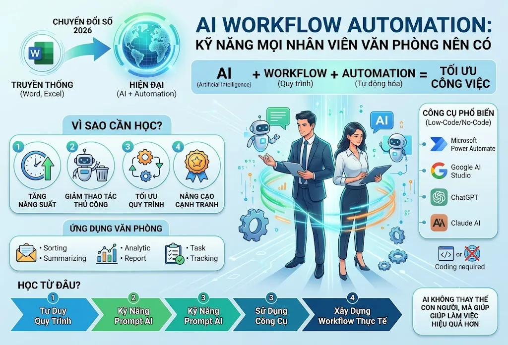 AI Workflow Automation: Kỹ năng mà mọi nhân viên văn phòng nên có